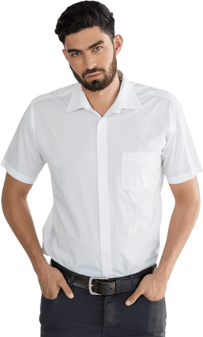 Transparent Background Portrait of Man in White Shirt