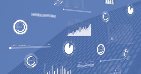 Digital Data Analytics Overlay on Blue Background - Download Free Stock Images Pikwizard.com