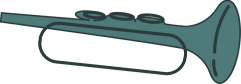 Transparent Iconic Stylized Trumpet with Three Valves