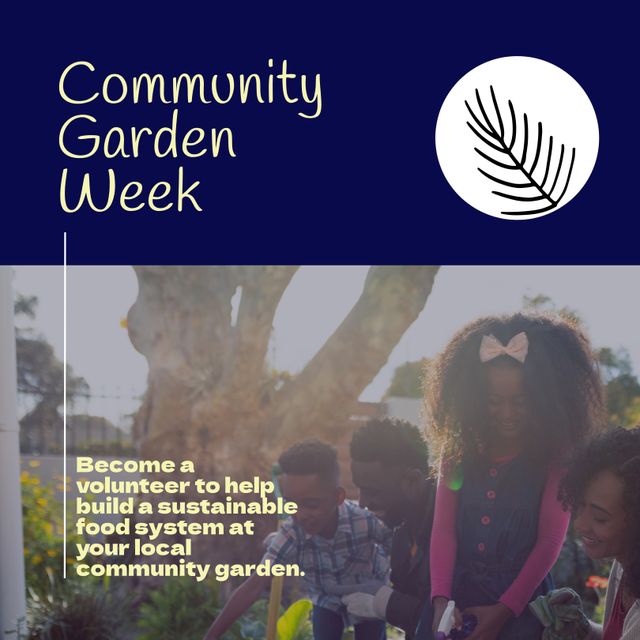 Community Garden Week Text Over African American Family Gardening Together - Download Free Stock Templates Pikwizard.com