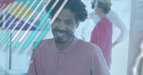 Smiling professional in bright office reflecting on healing, mindfulness and teamwork