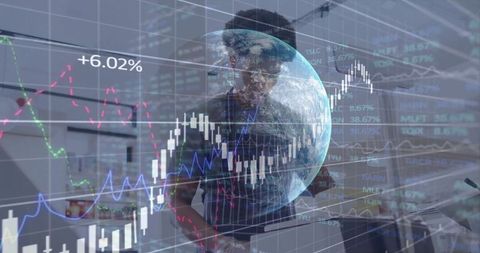 Financial analyst reviewing market data with global insights