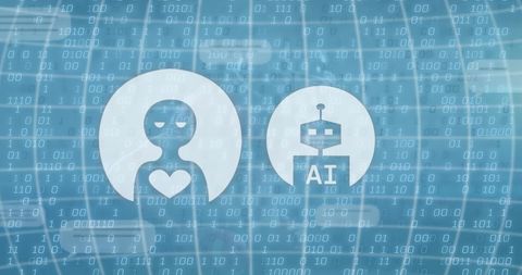 Abstract human and ai interface with binary code