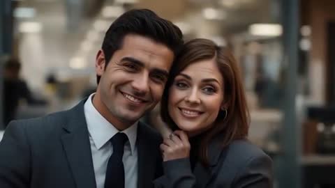 Affectionate Business Couple in Office Environment