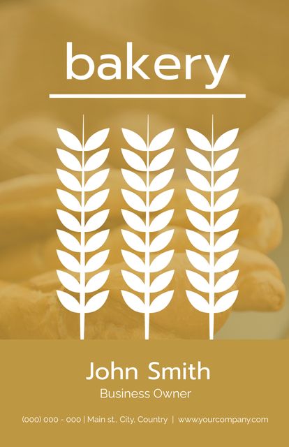 Elegant Bakery Business Card with Wheat Stalk Design - Download Free Stock Templates Pikwizard.com