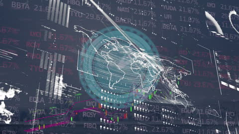 Global Digital Interface Concept with Data Processing Animation