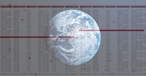 Globe Overlaid with Data Symbols on White Background - Download Free Stock Images Pikwizard.com
