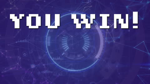 You Win Screen with Digital HUD Interface Animations
