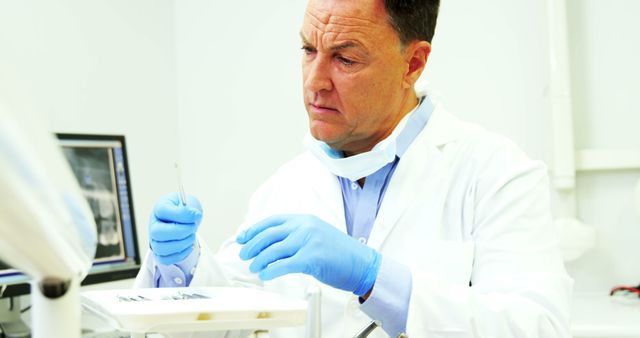 Dentist Examining X-rays and Preparing Dental Instruments in Clinic - Download Free Stock Images Pikwizard.com