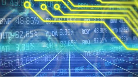 Digital Circuit Board with Data Processing Animation