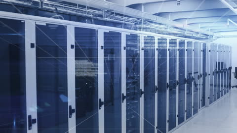 Digital Data Processing in Modern Server Room Animation