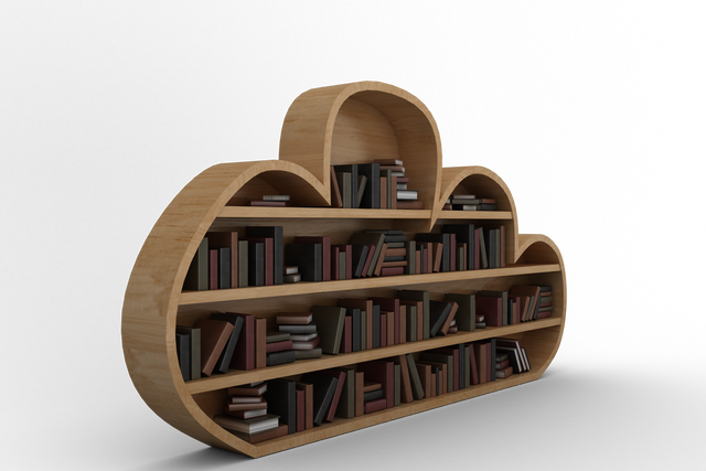 Books on Transparent Cloud Shaped Bookshelves - Download Free Stock Videos Pikwizard.com