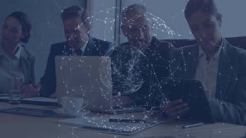 Business Team Collaborating with Digital Technology Globally