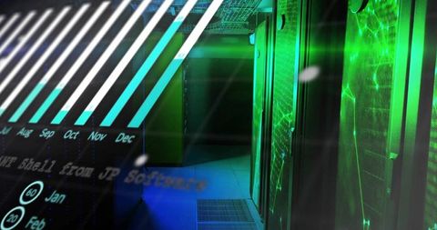Futuristic Digital Data Center with Transparency Effects