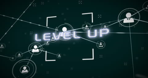 Digital Network with Futuristic Level Up Concept