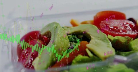 Stock market represents salad trends for fresh food analysis