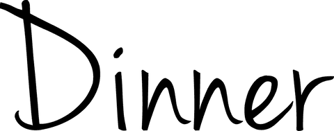 This illustration features the word 'Dinner' in bold typography on a transparent background. It's perfect for use in culinary design projects, restaurant menus, and food blogs. The transparent background allows easy integration into various design themes. Suitable for marketing materials, printable banners, and social media posts related to food and dining events.