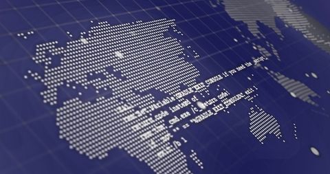 Digital Data Processing on Blue Global Grid - Download Free Stock Images Pikwizard.com