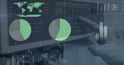 Global business analytics with digital interface and graphs