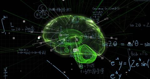 Rotating Brain with Futuristic Mathematical Layers - Download Free Stock Images Pikwizard.com