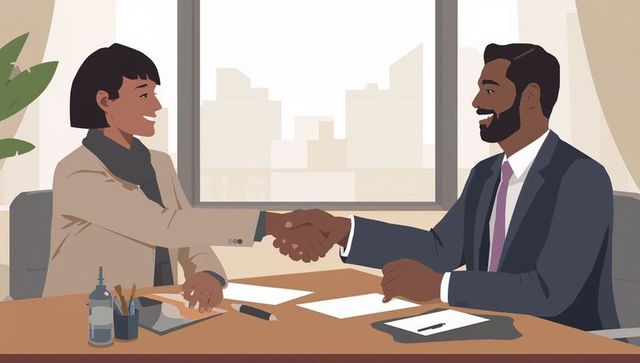 Successful Business Handshake in Office Setting