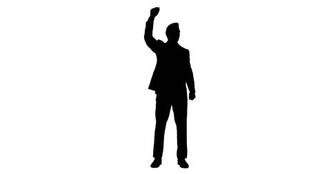Businessman Silhouette in Protesting Gesture