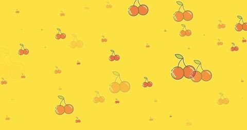 Vibrant Cherry Icons on Bright Yellow Background