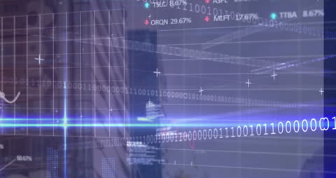 Dynamic Digital Data Visualization with Binary Code Overlay