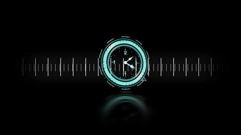 Futuristic Neon Clock Animation on Measurement Scale