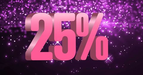 25 Percent Symbol on Sparkling Purple Background - Download Free Stock Images Pikwizard.com