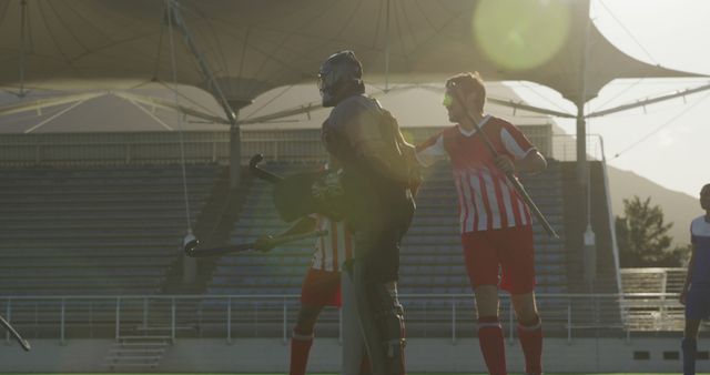 Field Hockey Team Celebrating Goal Victory During Game - Download Free Stock Images Pikwizard.com