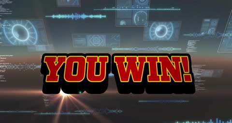 Victory Message Over Digital Data Interface Background
