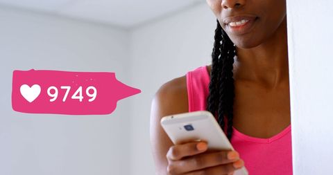 Woman Engaging on Social Media with Smartphone