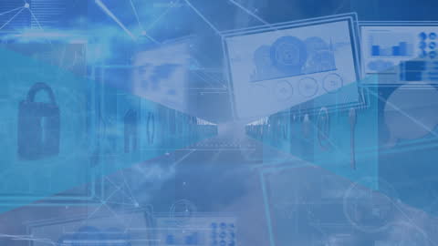 DNA Strand and Tech Icons Overlayer in Abstract Science Concept