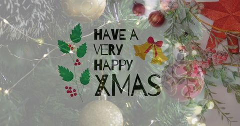 Festive Christmas Greeting Over Decorative Christmas Tree - Download Free Stock Images Pikwizard.com