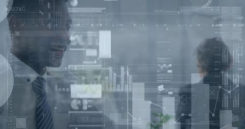 Smiling Businessman Analyzing Futuristic Financial Data Overlay - Download Free Stock Images Pikwizard.com
