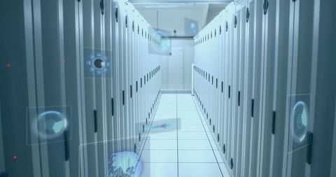 digital interface overlay in modern data center server room - Download Free Stock Images Pikwizard.com