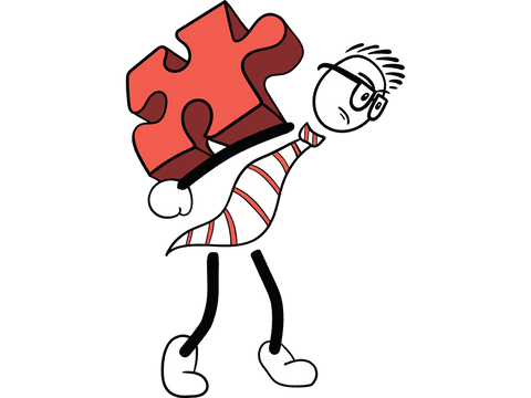 stick figure with glasses holding red puzzle piece on transparent background - Download Free Stock Videos Pikwizard.com