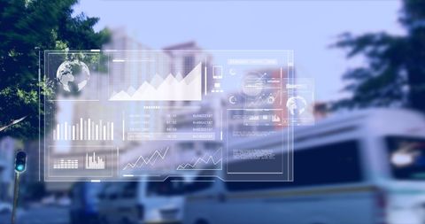 Futuristic Data Analytics Interface in Urban Setting