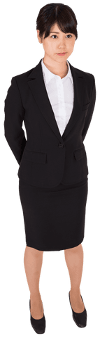 Asian Businesswoman Standing Confident in Formal Attire on Transparent Background