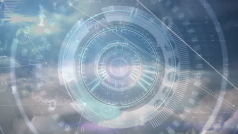 Futuristic Digital Network Concept with Data Processing