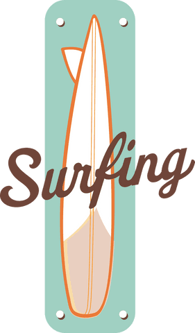 Colorful Surfboard Illustration with Bon-vibrations Text Transparent Background
