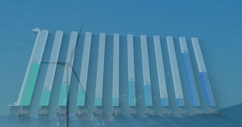 Sustainable Energy Data Analysis Over Wind Turbine Background - Download Free Stock Images Pikwizard.com