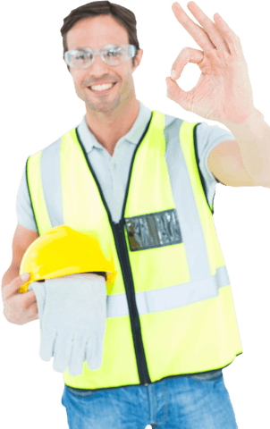 smiling construction worker giving ok sign on transparent background - Download Free Stock Videos Pikwizard.com