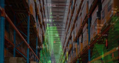Futuristic Data Overlay in Large Empty Warehouse - Download Free Stock Images Pikwizard.com