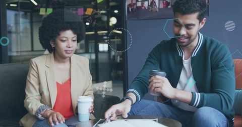 Collaborative workplace discussion with diverse colleagues