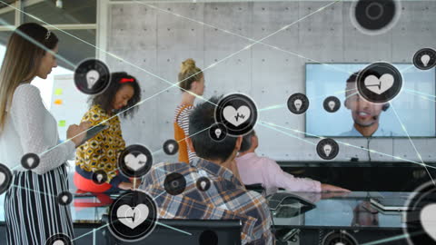 Team Collaborating with Digital Interface During Video Conference