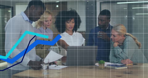 Diverse Team Analyzing Statistical Data in Office