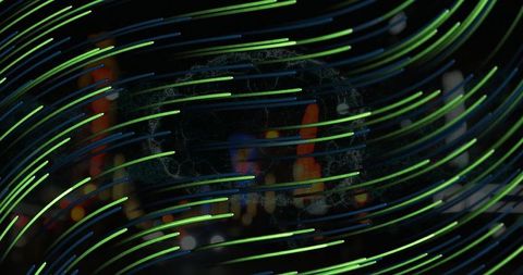 Dynamic Green Streaks Over Blurred Night Cityscape - Download Free Stock Images Pikwizard.com