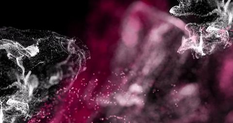 Dynamic flowing particles in abstract movement on dark background